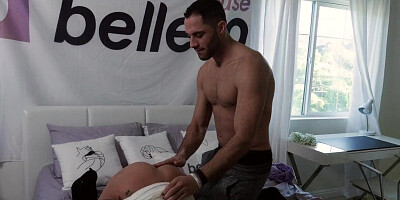Brunette with tattoos explores his lust with her eager slit