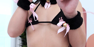Kitty Kat Kimmy Grips His Cock Tight Til He Sprays Her Face