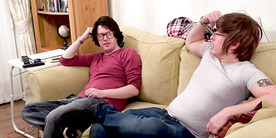 Nerd Pervert featuring Liz Rainbow's handjob action