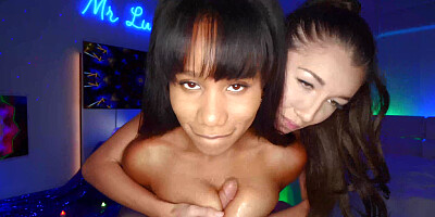 Big dick banging Maya Woulfe and Jenna Foxx in POV