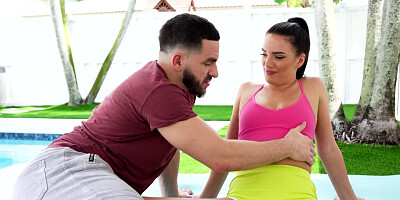 Hot brunette turns pilates class into affair with her coach