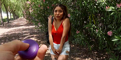 Submissive Latina begging for a fat cock while in public