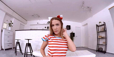 Put on your VR glasses for a solo masturbation scene