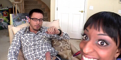 Ebony mother with big tits has a huge crush on white boys