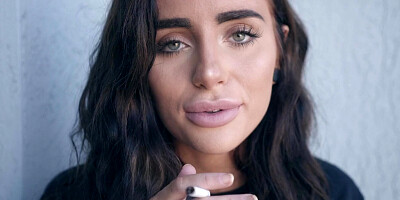 Gigantic cock fucks mouth and pussy of hot brunette