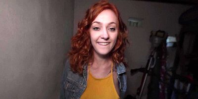 Redheaded girl wtih a cute face gets fucked outside