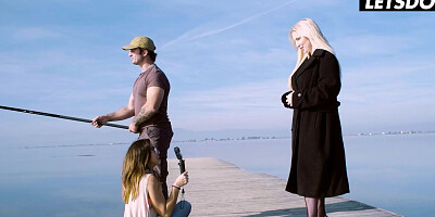 Hot Blonde MILF Georgie Lyall Drilled On The Beach While Her Friend Films - LATINA MILF