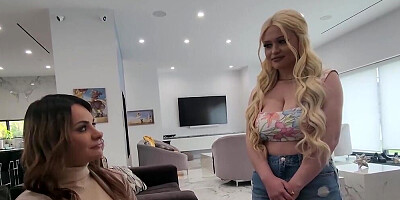 MILF stepmother competing with his tight teen girlfriend