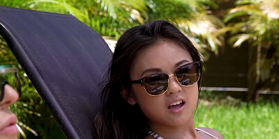Tight-bodied Asian chick licked and fucked by a white stallion