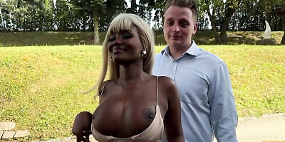 Outdoor interracial dick-riding with a hot blonde chick Lexi Luv