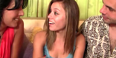 MILF Zoe Holloway and her guy decide to comfort their babysitter Kara Finley with sex