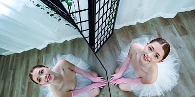Sexy ballerina Myra Moans rides a hard cock after sucking it