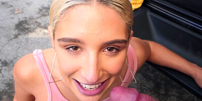 Abella Danger sucks a cock and gets fucked in the car