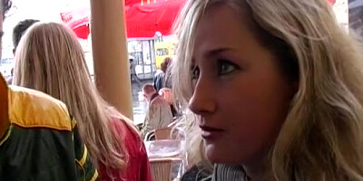 Young blonde fucked from McDonald's on the street