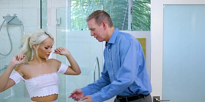 FANTASY MASSAGE - Perfect Blonde Babysitter Elsa Jean Gives Her Employer A Wild Massage