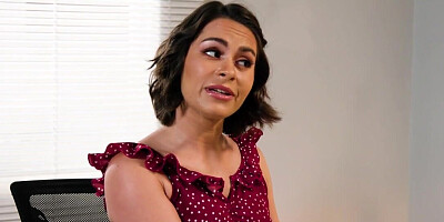 The secretary and the female boss are doing it in the office