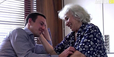 Hairy Grandma Maria Licked & Fucked By Big Dick StepSon - AMATEUR EURO