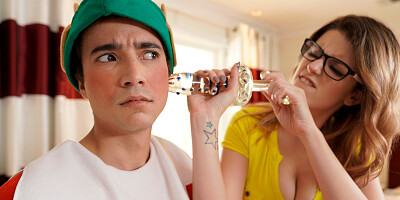 Michele James blows a dude and gets fucked by the Christmas tree