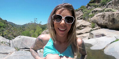 Karma RX sucks cock during her latest camping trip