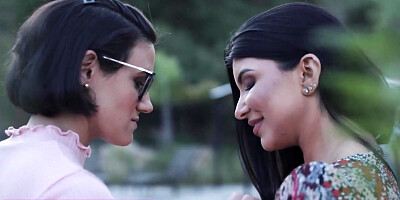 Brunettes have sex toys for lesbian pussy-penetration