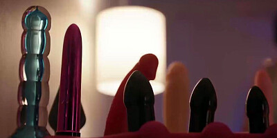 Brunettes have sex toys for lesbian pussy-penetration