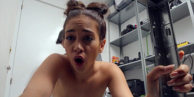 Naked girl fucks with stepbrother in the locker room