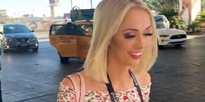 Girl flirts with man and gets fucked in a hotel