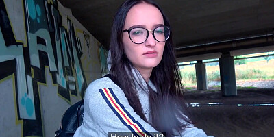 Public Agent - heartbroken young woman with amazing tight body fucked under a public bridge!