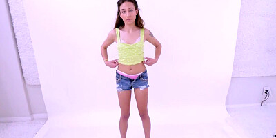 Blonde Lesbian seduces straight Teen girl at photoshoot