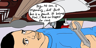 Stepmom collude with Santa, got me trapped under dad's car just to make her Christmas wish which was to fuck my dick come true