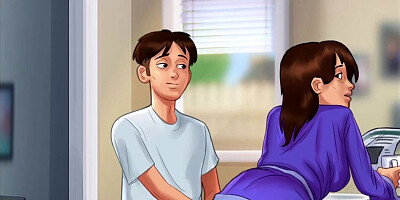 Risk of my teen stepsister catch us in the kitchen makes my stepmom horny. Morning quickie - Summertime Saga - Debbie 4