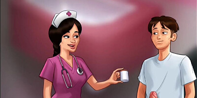 Summertime Saga #91 - nurse sucking naked patients dick