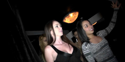 Insatiable babes have fun during party in the night club