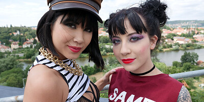 Aroused girls in black lingerie are ready to swap some cocks