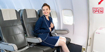 BLowjob and cowgirl on the plane with Alexis Wilson and Ray Adler