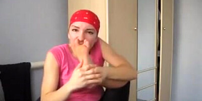 Girl works out and smells her stinky feet