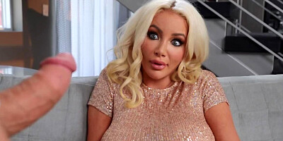 While brunette watches the blonde gets fucked on the couch