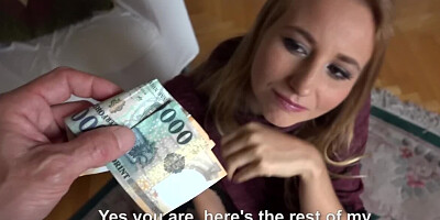 Thrilling babe is giving a hot blowjob POV-style