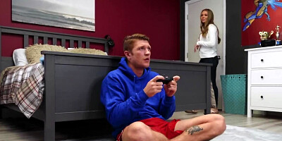 Gorgeous MILF tries to bond with stepson and sex helps her