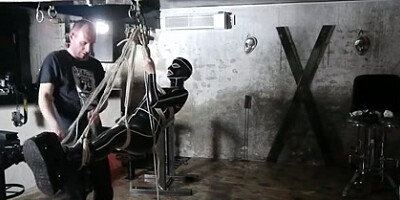 Libertine fetish en latex en confine limit restrain bondage shibari hog tied Restrict Restrain Bondage & Discipline