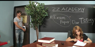 Orgy thirsty teacher Aleksa Nicole drills a student