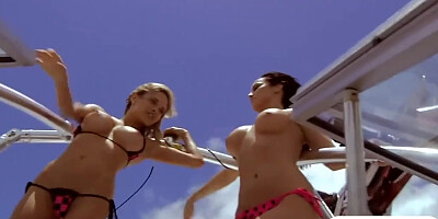 Sexy badass girls enjoyed kite surfing while all naked