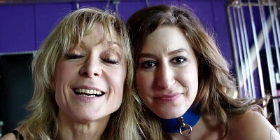 Mature lesbian Nina Hartley behind the scenes tour with her sexy friends