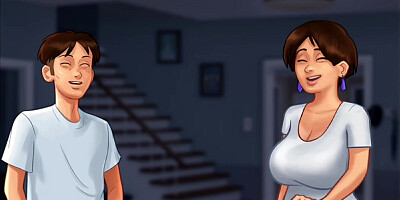 Summertime Saga #72 - Two Big Tits Mature MILFS in the House