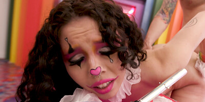 Clown girl getting her adorable pussy banged really hard