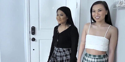 Little Asians - Sexy Little Asians Surprise Their Step Cousin After Shower For A Hardcore Threesome (David Lee)