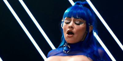 Big boobs GF getting fucked in a cyber arena or something