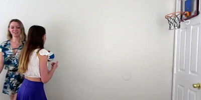 Strip basketball between two horny lesbians involves hot sex toys
