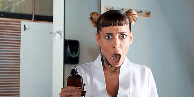 Abigail Morris gets her holes drilled by Jordi at the pool