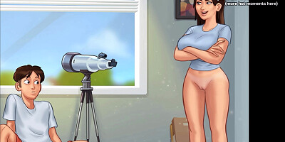 Summertime Saga - Horny Busty Teen Stepsister Sucks her Stepbro's Huge Dick on Webcam - #30